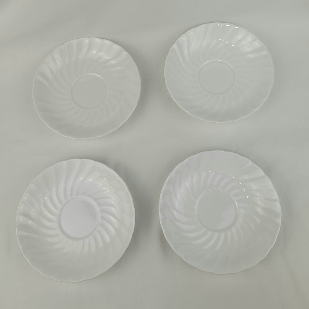 Tuscan Whitecliffe Fine English Bone China Saucers Set of 4 White Swirl Vintage